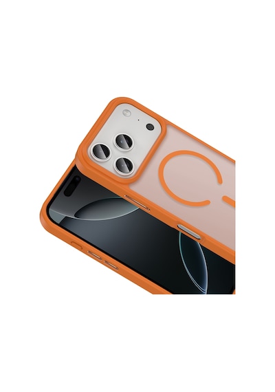 Apple Uyumlu iPhone 17 Pro Kılıf M-safe Şarj Özellikli Mat Arka Yüzey Sio Kılıf Turuncu