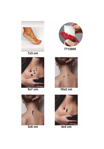 Enhavalı Özgür Kuşlar Geçici Dövme Kına Şablonu 5'li