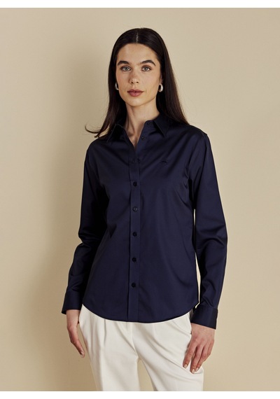 Brooks Brothers Lacivert Kadın Logo Baskılı Gömlek Bbss26fsh001