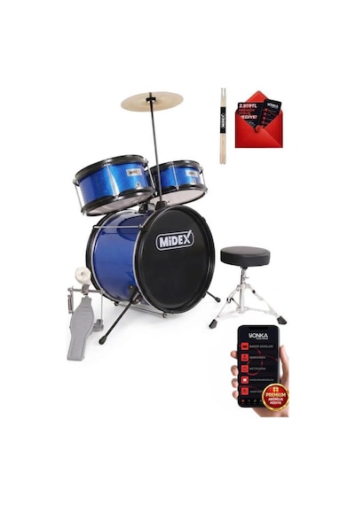 Midex Cd300x-bl Akustik Çocuk Baterisi Davulu Seti 5-14 Yaş İçin