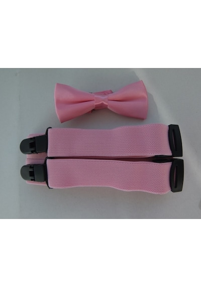 Pembe Çocuk Papyonu / Pembe Çocuk Pantolon Askısı Pembe