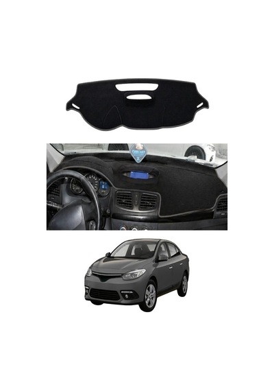 Renault - Fluence 2009-2016 Uyumlu Torpido Koruma Kılıfı - Gri Şeritli