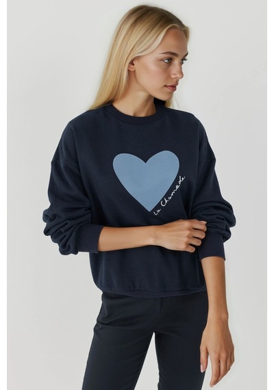 Hiccup Baskılı Yuvarlak Yaka Sweatshirt Lacivert