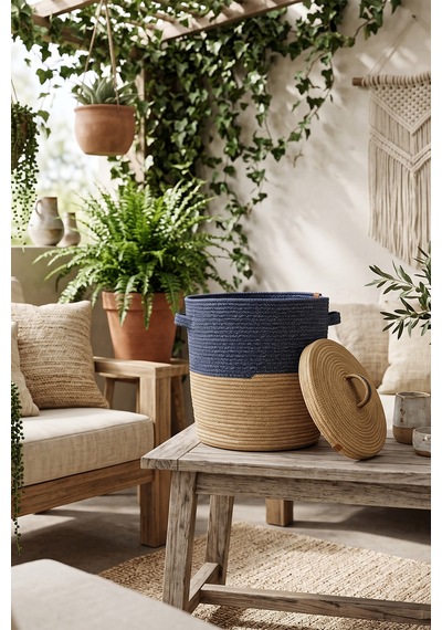 Villadia Home Textile Hasır Sepet Çok Amaçlı Çamaşır Oyuncak Battaniye Kıyafet Depolama Sepeti Dekoratif Organizer 3104sepet