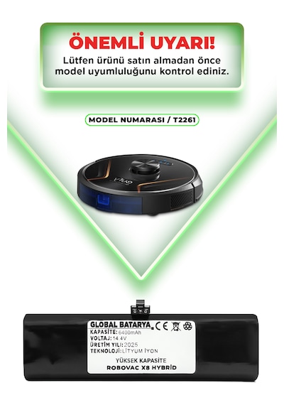 Anker Eufy Robovac X8 Hybrid Uyumlu Batarya 6400mah
