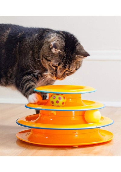 Kedi Zihin Geliştirici 3 Katlı Kule Oyuncak Asorti