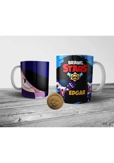 Brawl Stars Edgar Kupa Bardak Ve Altın Coin Figür Seti Çok Renkli