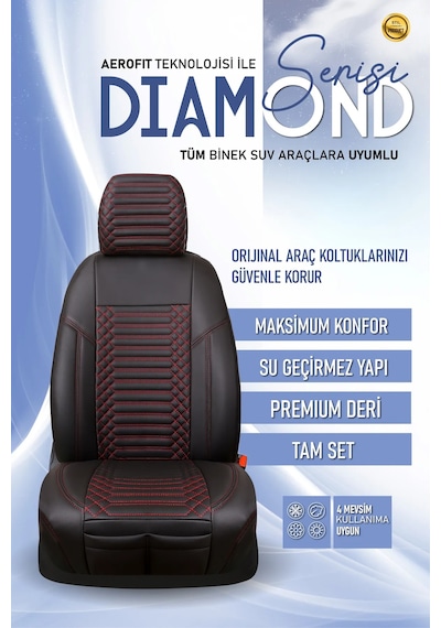Renault Megane 4 Hb Lüx Full Deri Oto Koltuk Kılıfı Ön Arka Takım Exclusive Siyah Kırmızı