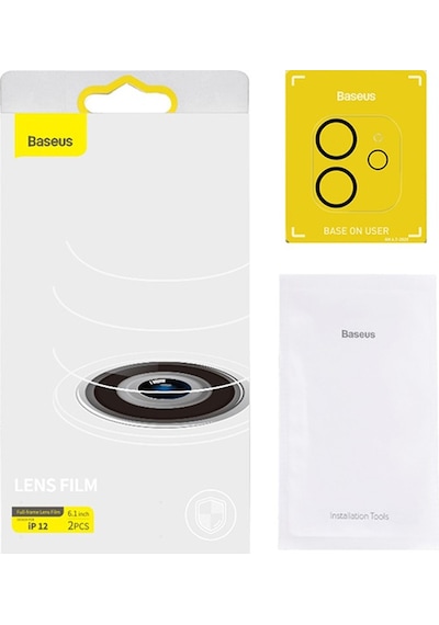 Baseus Apple Uyumlu iPhone 12 6.1 3D Full Kaplama Kamera Koruyucu Cam