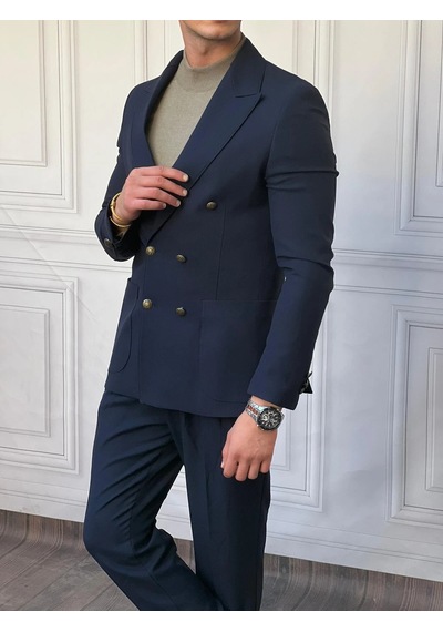 Modefendi Petek Örme Pamuk Likra İtalyan Kesim Slimfit Ceket Pantolon Takım Elbise Lacivert Modefendi Petek Örme Pamuk Likra İtalyan Kesim Slimfit Ceket Pantolon Takım Elbise Lacivert