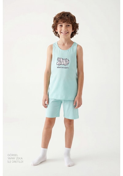 Penti Mint Yeşili Erkek Çocuk Adventure Await Pamuklu 2'li Pijama Takımı
