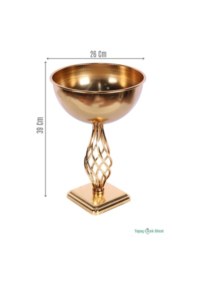 Yapay Çiçek Sitesi Metal Dekoratif Burgu Vazo 39 Cm Altın
