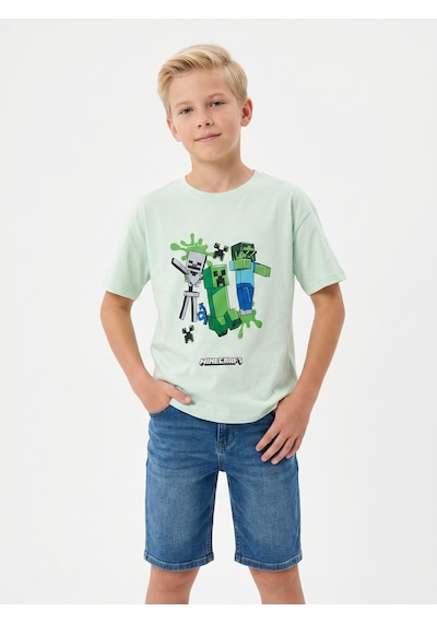 Sea Bubbles Minecraft Erkek Çocuk Tişört St10388 Yeşil