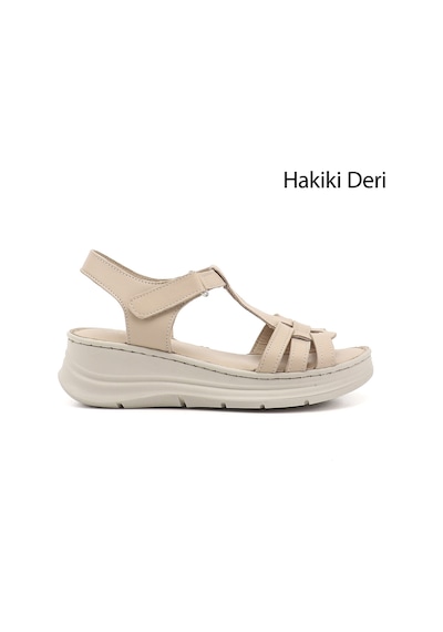 Gönderi(R) Gönderi R Kadın Bej Cırt Bantlı Dolgu Topuk Hakiki Deri Sandalet Dyza65145874