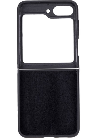 Samsung Galaxy Z Flip5 Uyumlu Deri Arka Kapak Parlak Siyah