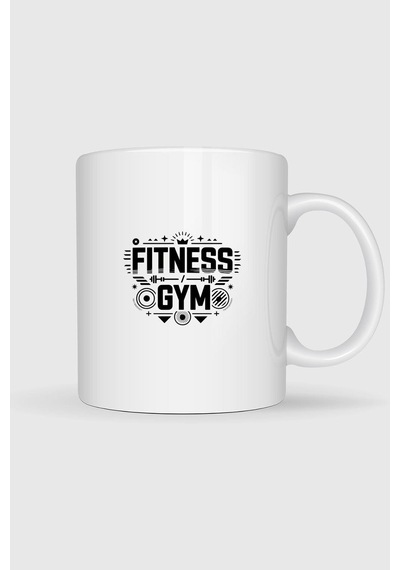 Fitness Gym Baskılı Kupa Bardak beyaz