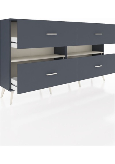 Arges Konsol 2 Raflı 4 Çekmeceli 176x30x99 Antrasit-aytaşı/antrasit Aytası/antrasıt - Antrasıt Arges Konsol 2 Raflı 4 Çekmeceli 176x30x99 Antrasit-aytaşı/antrasit Aytası/antrasıt - Antrasıt