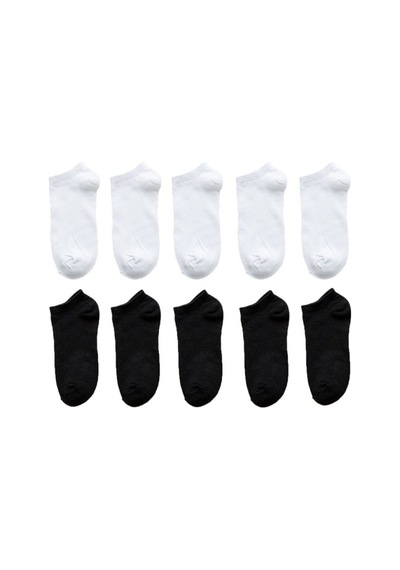 Worthy Socks 8 Çift Kadın Koton Ekonomik Siyah Beyaz Renk Patik Çorap Seti 8 Çift Renkli