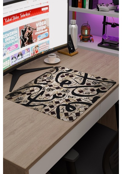 Kaligrafi Kaymaz Dikişli Kauçuk Oyuncu Mousepad V4 - 48x40 Xl Gaming Mouse Pad Fare Altlığı