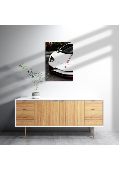 Cakasepetim Beyaz Lamborghini Ön Detay Ahşap Mdf Tablo