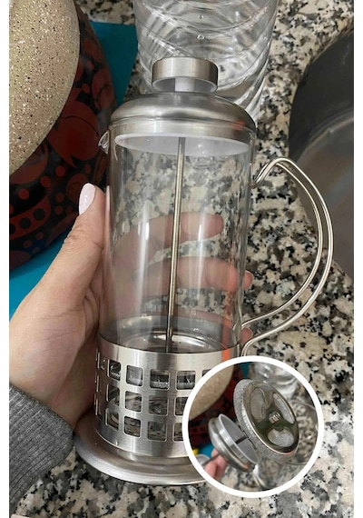 French Press - Filtre Kahve Ve Bitki Çayı Demliği 350 Ml Silver