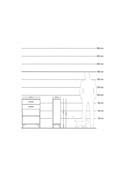 Arges Komodin Tek Raflı 2 Çekmeceli 60x30x96 Çam-çam Çam