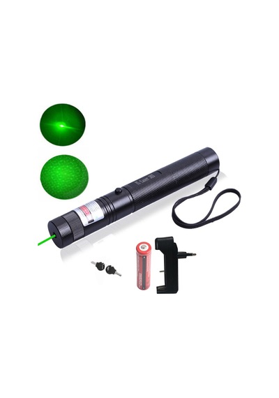Yeşil Lazer Şarjlı 5000mw 532nm 8km Menzil Kilitli Anahtarlı 4800mah Şarjlı Pil Green Laser Pointer Siyah