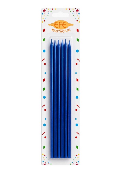 Metalik Lacivert Uzun Pasta Mumu 20 Cm Çok Renkli