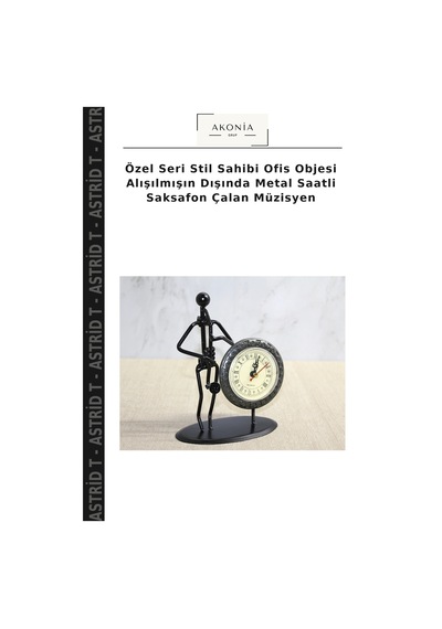 Özel Seri Stil Sahibi Ofis Objesi Alışılmışın Dışında Metal Saatli Saksafon Çalan Müzisyen Çok Renkli