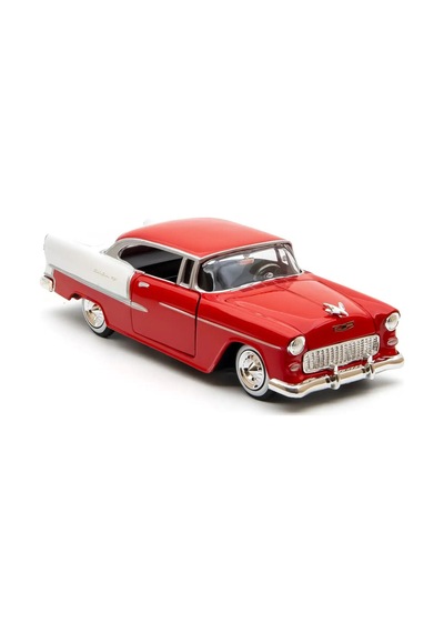 Motormax 1:24 1955 Chevy Bel Air Diecast Metal Model Araba Kırmızı Beyaz