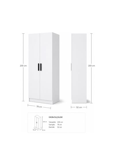 Gani Home Selen 2 Kapaklı Gardırop M-3 Modern Elbise Dolabı Suntalam