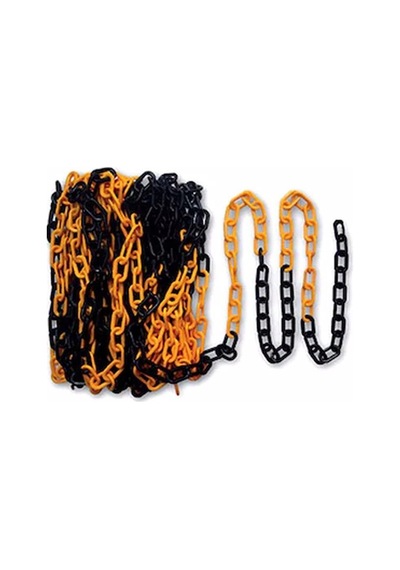 6 Mm Plastik Zincir 5 Metre Sarı-Siyah Şeritli Mfk