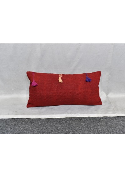 Zehra Abla Halı Yeni El Dokuma Dekoratif Lumbar Kilim Kırlent Yastık Kılıfı 6651 Çok Renkli