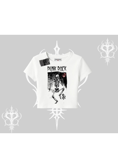 Tarzsokak Babby Tee Tshirt Punk Rock Chaos Skeleton Riot Beyaz