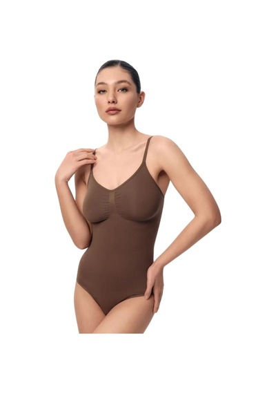 Mistirik Mamey Model Çıtçıtlı Toparlayıcı Body Sıkılaştırıcı Body Seamless Model Örme Kumaş Kahve Renk12 Kahverengi