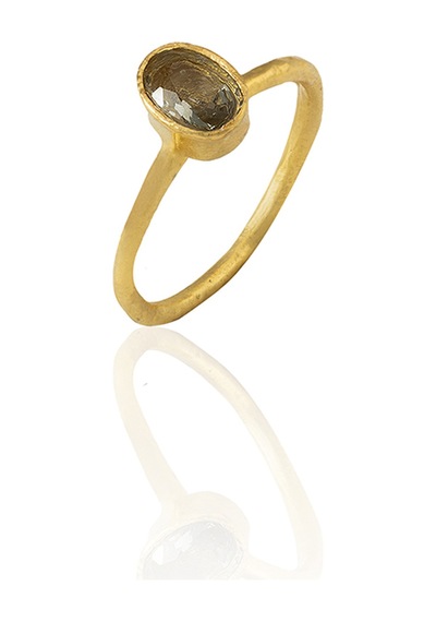 Kadir Jewellery 22 Ayar Altın Kaplama Zirkon Taşlı Kadın Minimal Yüzük Kahverengi 80260357