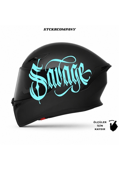 Savage Kask Sticker Motor Kaskı İçin Premium Yazı Sticker Turkuaz