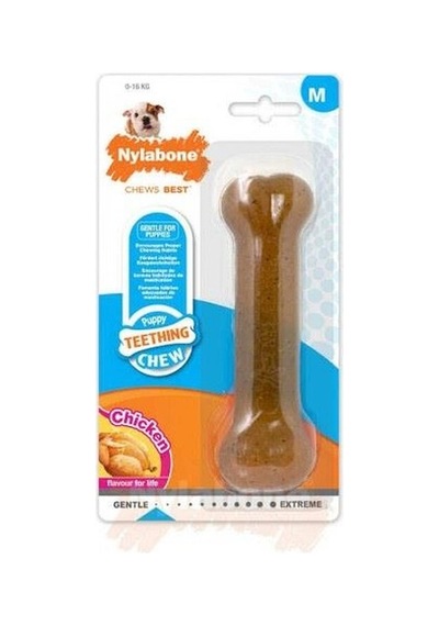 Nylabone Tavuk Aromalı Yavru Köpek Çiğneme Kemiği M