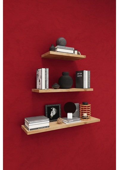 Asra Trend Modern 3'lü Uçan Raf Çok Amaçlı Duvar Rafı Organizer %100 Mdf Kitaplık Mutfak Banyo Rafı Drf05 Safir Meşe