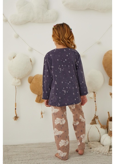 Kız Çocuk Welsoft Polar Pijama Takımı 42006 Lacıvert