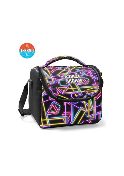 Coral High Kids Siyah Renkli Neon Desenli Thermo Beslenme Çantası 37148 Siyah