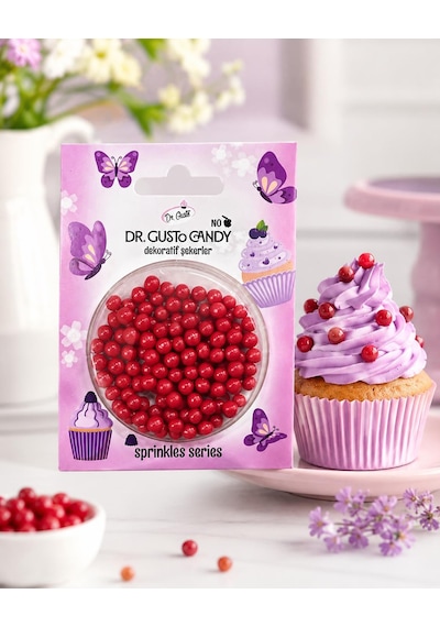 Dr. Gusto 4 Mm Kırmızı Candy Boncuk Pasta Süsleme Şekeri