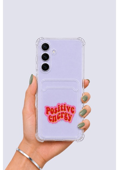 Samsung Uyumlu Galaxy S25 Fe Kartlıklı Pozitif Enerji Desenli Kılıf Şeffaf