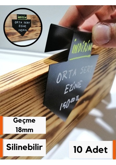 Silinebilir Kara Tahta Siyah Etiket 18 Mm Ahşap Kova Bidon Geçme