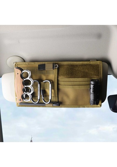 Araba Sun Visor Organizatör Çok Cep Araç Vizör Panel Depolama Sahibi Sürücü Lisansı İçin Uygun Khaki