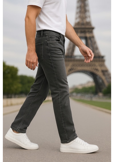 Cedy Denim Regular Fit Jean Martin Yüksek Bel Standart Kesim Esnek Kot Pantolon C336 Gri