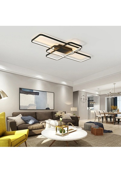 Antrasit 100x80cm Dikdörtgen 4000k Gün Işığı Led Tavan Lambası