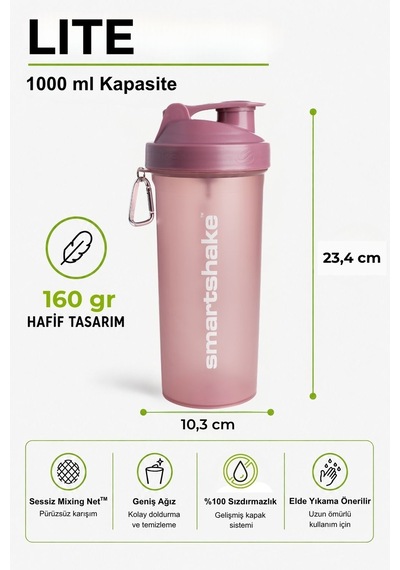Smartshake Lite Serisi 1000 Ml Deep Rose Pembe Protein Shaker