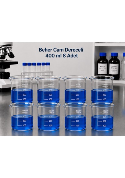 Beher Cam Dereceli 400 Ml 8 Adet