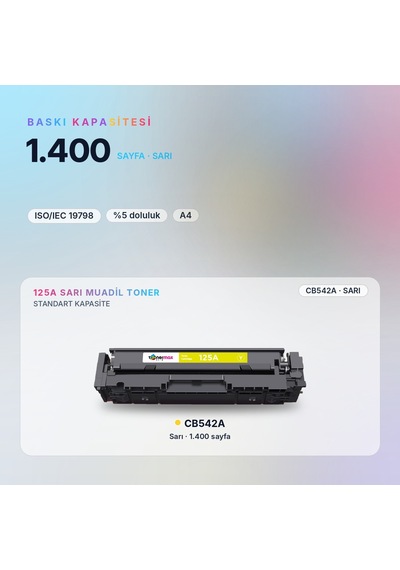 Hp Color Laserjet Cm1312nfi Mfp Uyumlu Toner Çipli Cb542a Sarı
